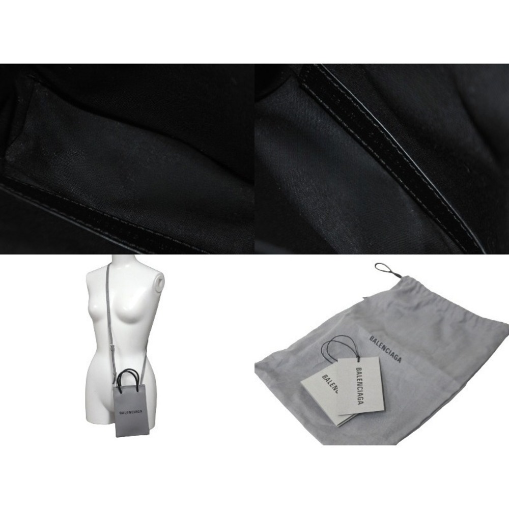 BALENCIAGA shoulder bag shopping phone holder gray leather - Picture 10 of 10